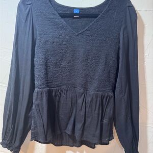 Old Navy Blue Smocked Peplum Blouse